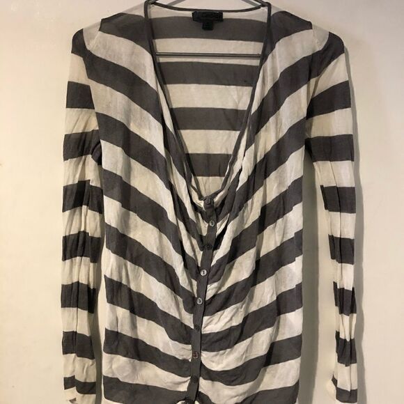 [nasty gal] Striped fitted open neck sweater #4 - Picture 1 of 4